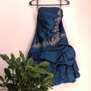 Strapless prom dress with ruffles